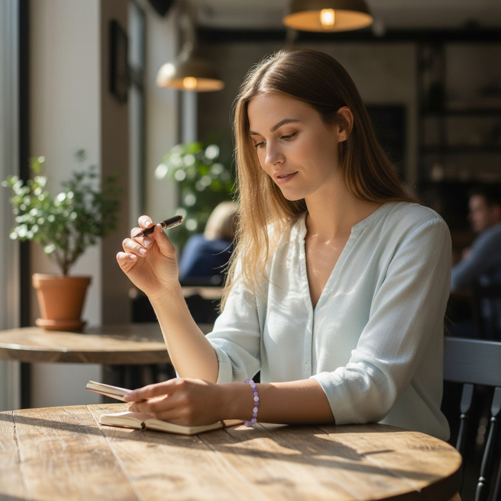 Pulsera de amatista lavanda Brasil A (granos 5-7mm)
