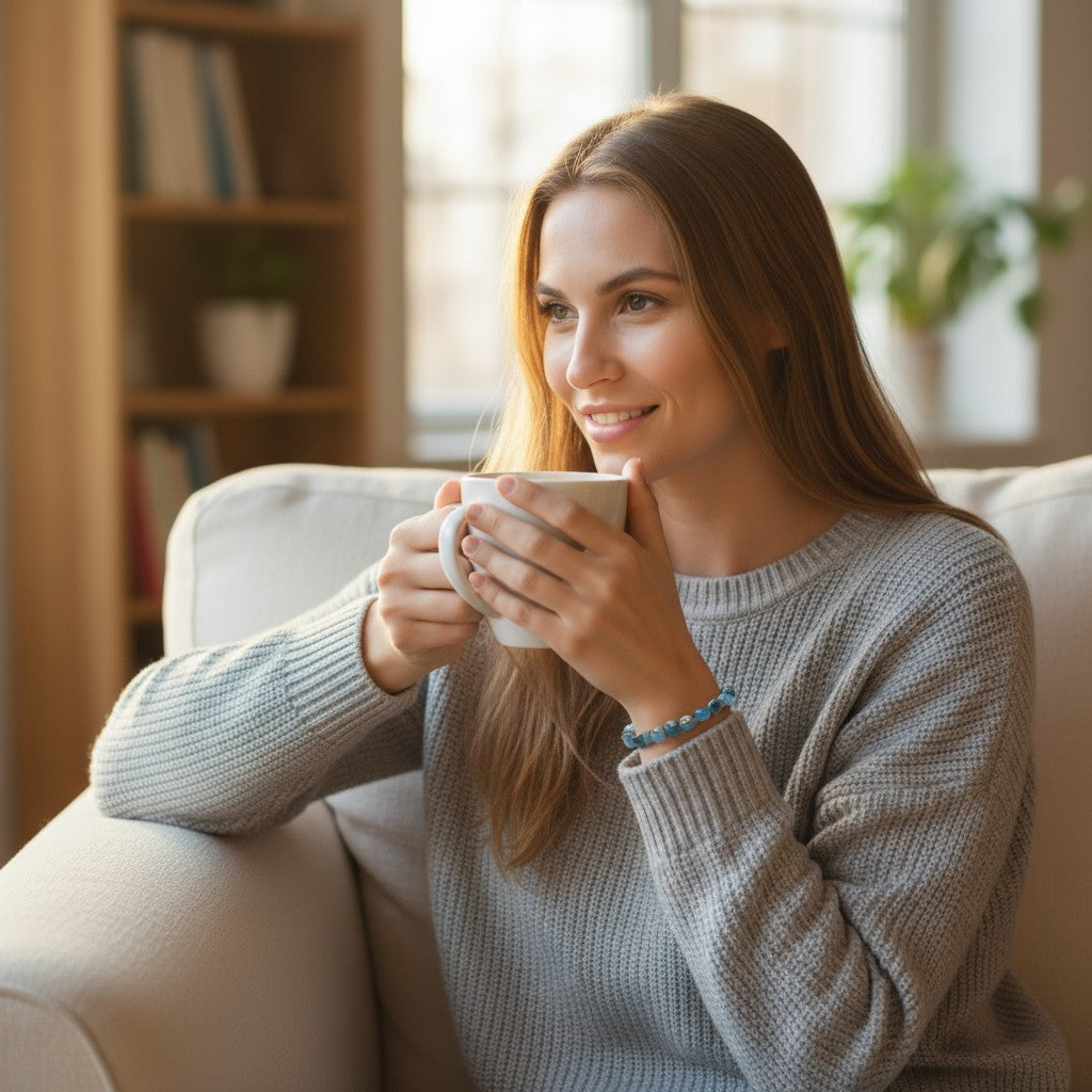 Blue apatite bracelet Madagascar A (grains 5-7mm)