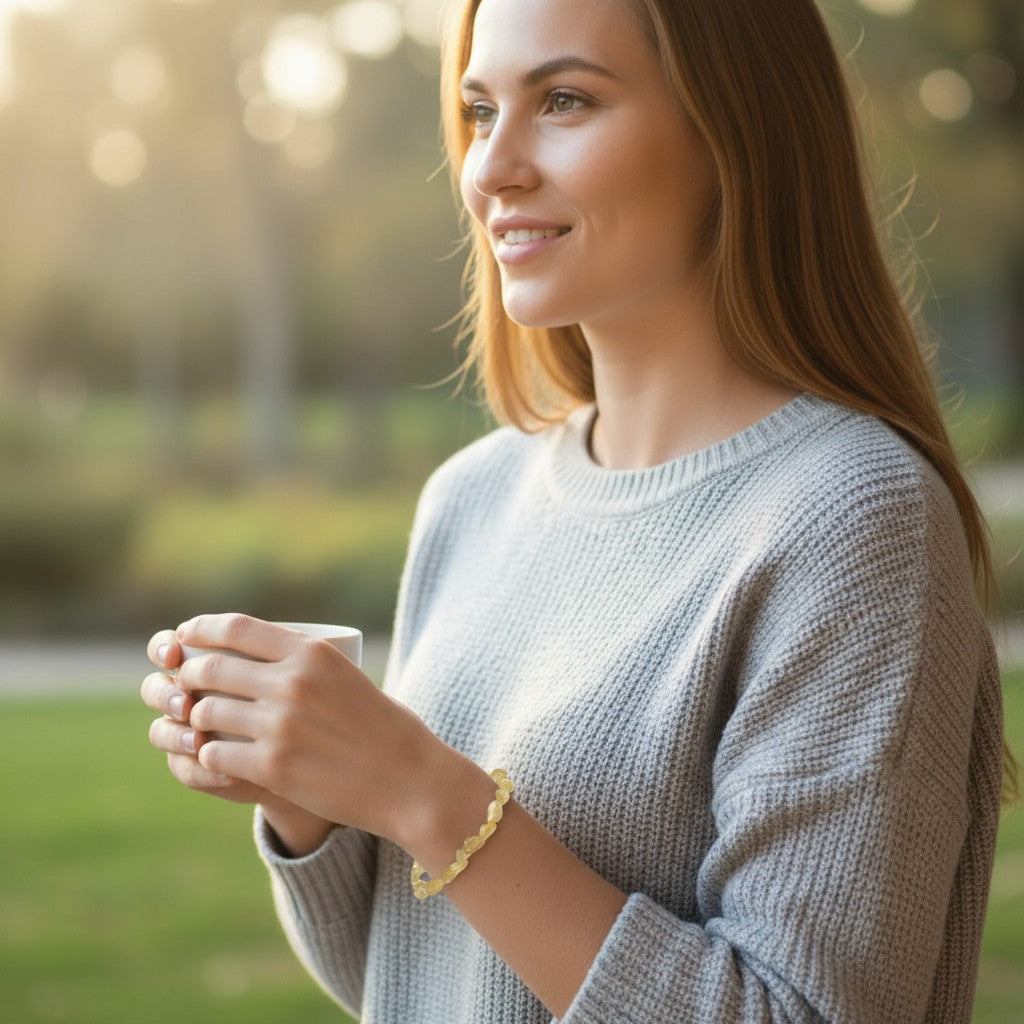 Bracelet apatite jaune Madagascar A (grains 5-7mm)