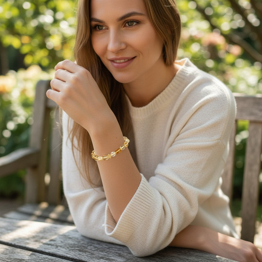 Bracelet citrine chauffée Brésil A (grains 5-7mm)