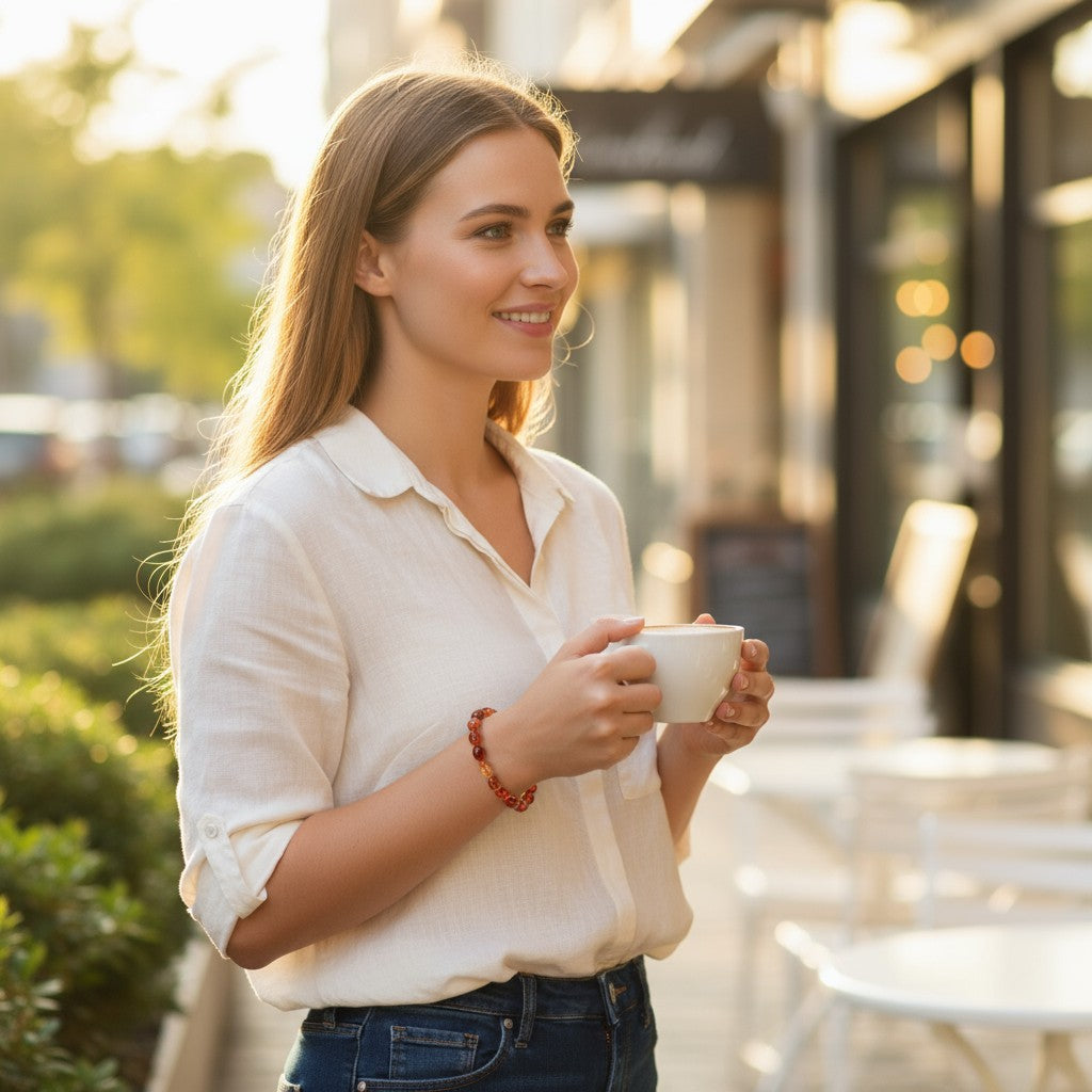 Bracelet cornaline naturelle Brésil A (grains 5-7mm)