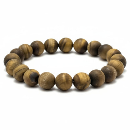 Pulsera Hombre: ojo de tigre esmerilado A (bolas de 10mm)