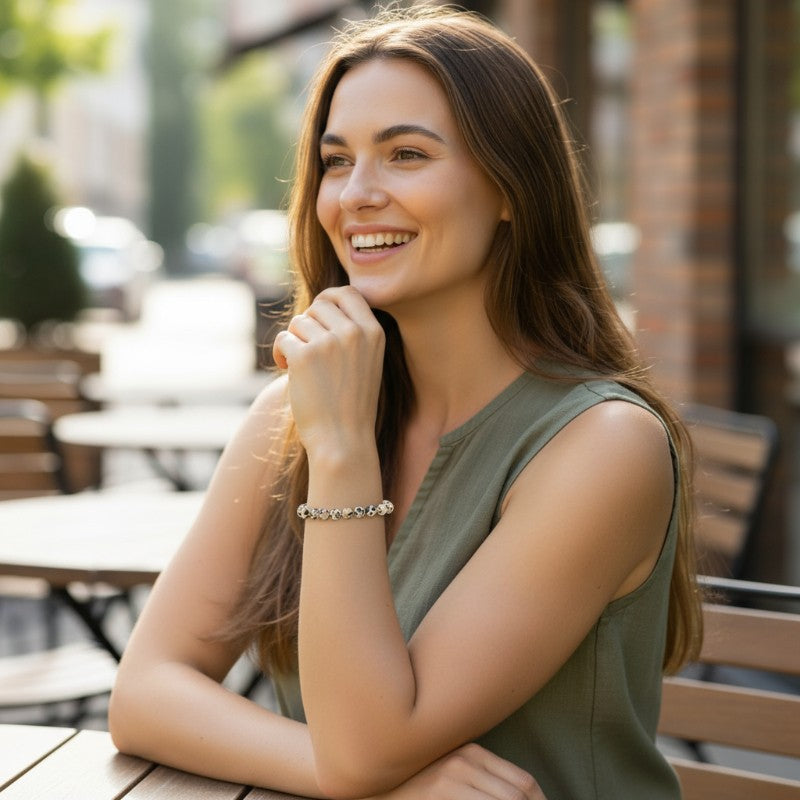 Bracelet jaspe dalmatien A (boules 7-8mm)