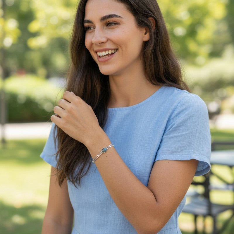 Pulsera de labradorita Madagascar AA Plata 925