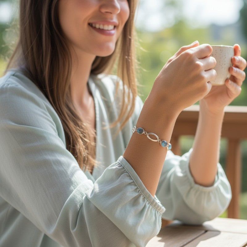 Pulsera de labradorita Madagascar AA plata 925