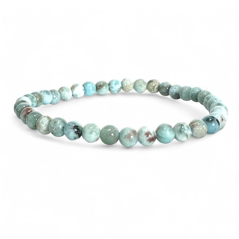 Bracelet larimar République Dominicaine AA (boules 3-4mm)
