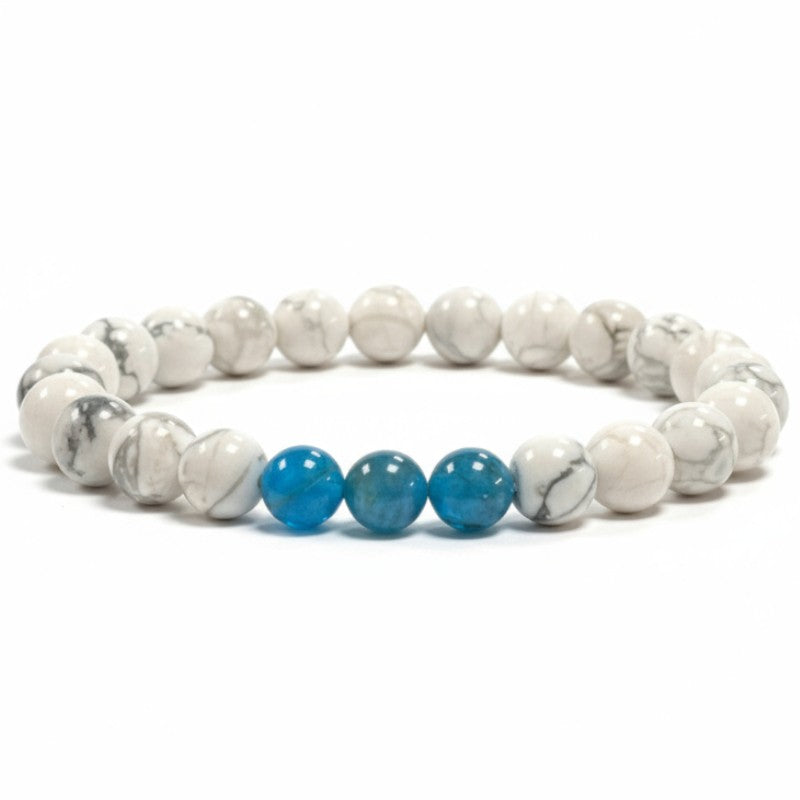 Bracelet multi howlite apatite bleue A+ (boules 5-6mm)