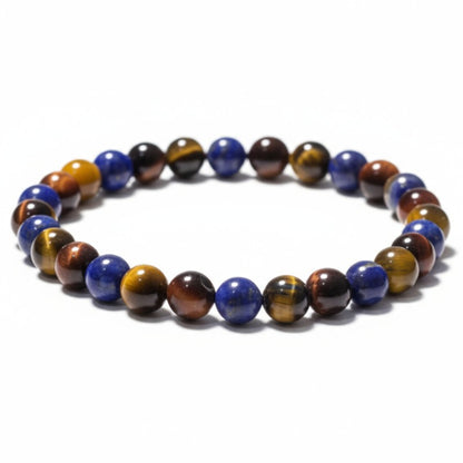Multi-bead bracelet with lapis lazuli, tiger&