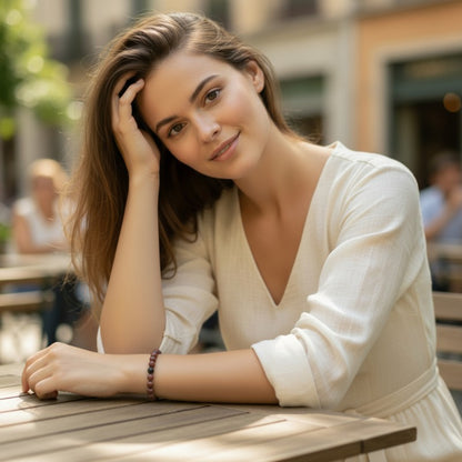 Bracelet obsidienne acajou Mexique A (boules 5-6mm)