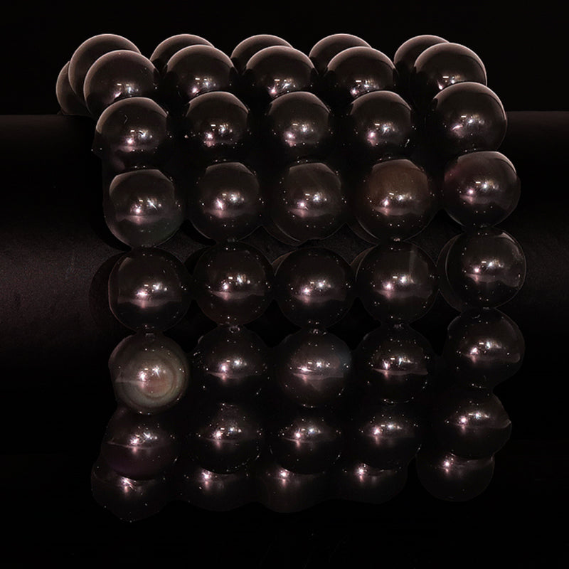 Pulsera obsidiana ojo celeste México A (bolas 12mm)