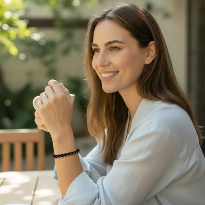 Bracelet obsidienne oeil céleste Mexique A (boules 5-6mm)