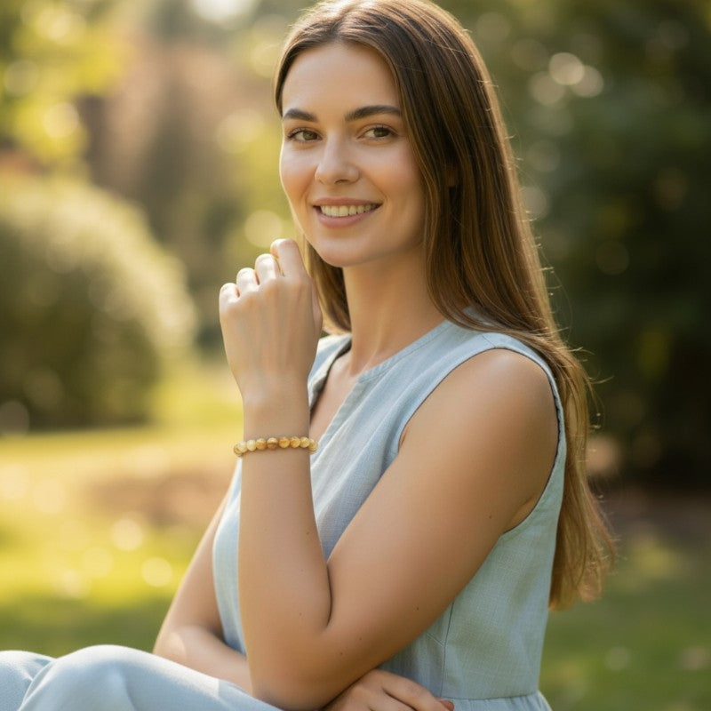 Bracelet oeil de tigre doré Afrique du Sud AA (boules de 7-8mm)