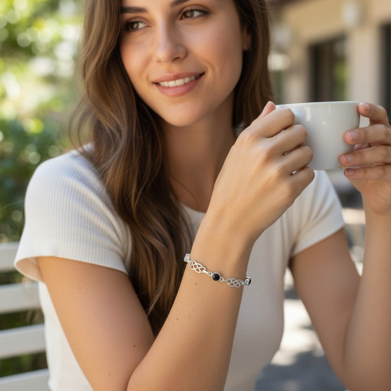 Bracelet onyx Brésil AA argent 925