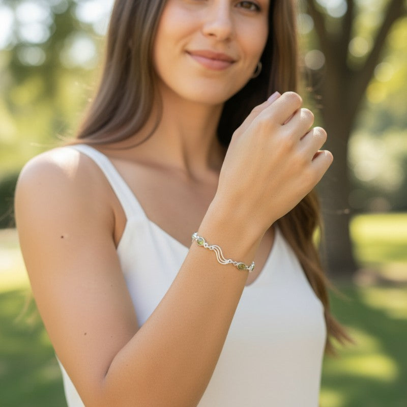 Bracelet péridot Inde AA argent 925