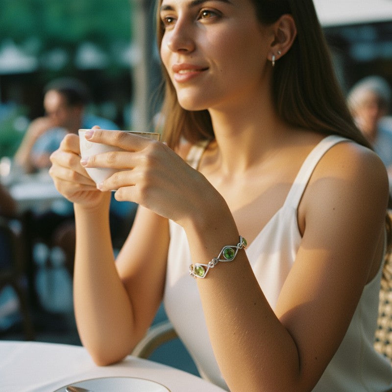 Bracelet péridot Inde AA argent 925