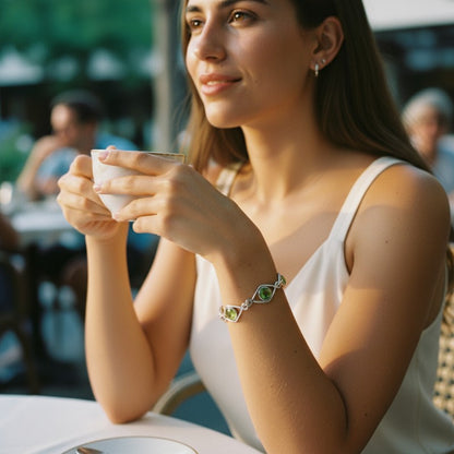 Peridot bracelet India AA silver 925