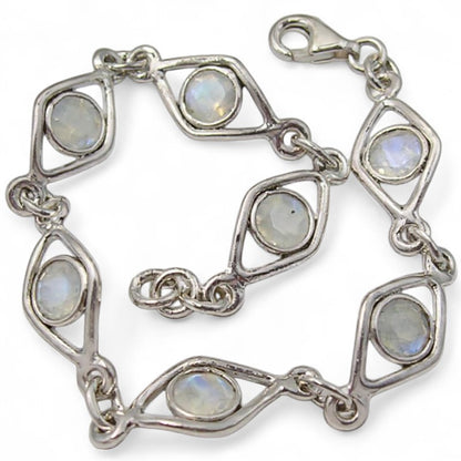 Rainbow moonstone bracelet (peristerite) silver 925