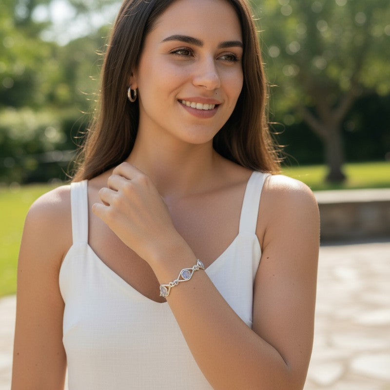 Rainbow moonstone bracelet (peristerite) silver 925