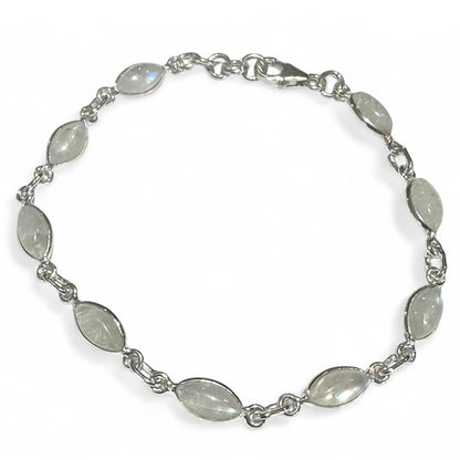925 silver faceted rainbow moonstone (peristerite) bracelet