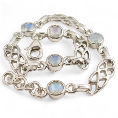 Rainbow moonstone bracelet (peristerite) silver 925
