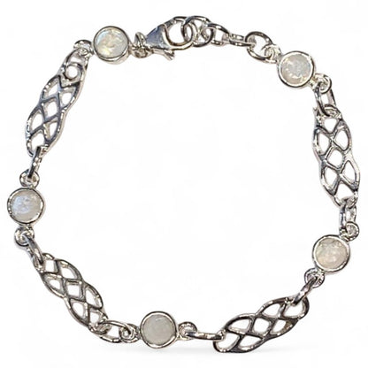 Rainbow moonstone bracelet (peristerite) silver 925