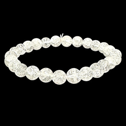 Pulsera de cuarzo con inclusiones de turmalina Brasil A (bolas 7-8mm) - Talla L