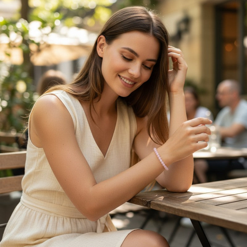 Bracelet quartz rose Brésil A (boules 5-6mm)