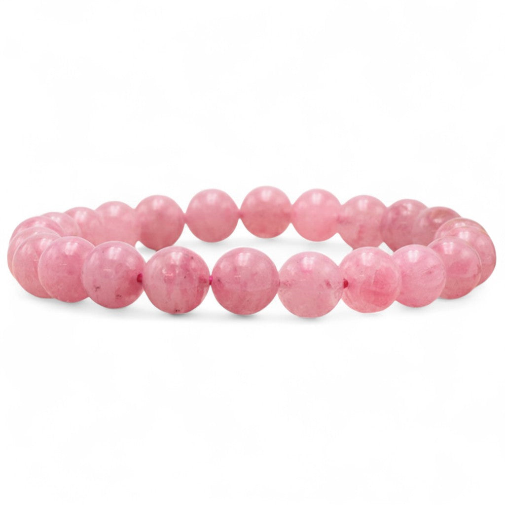 Bracelet rhodonite sur quartz Brésil AA+ (boules 7-8mm)