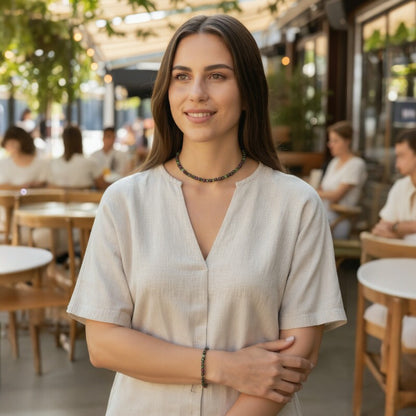 Ruby bracelet on zoisite Tanzania A (faceted beads 2-3mm)