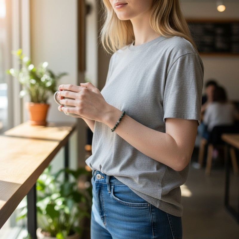 Bracelet séraphinite argent 925 (boules 5,5mm)