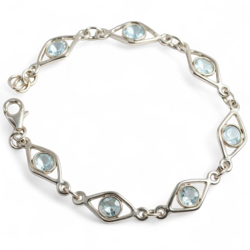 Bracelet topaze bleue Nigéria AA argent 925