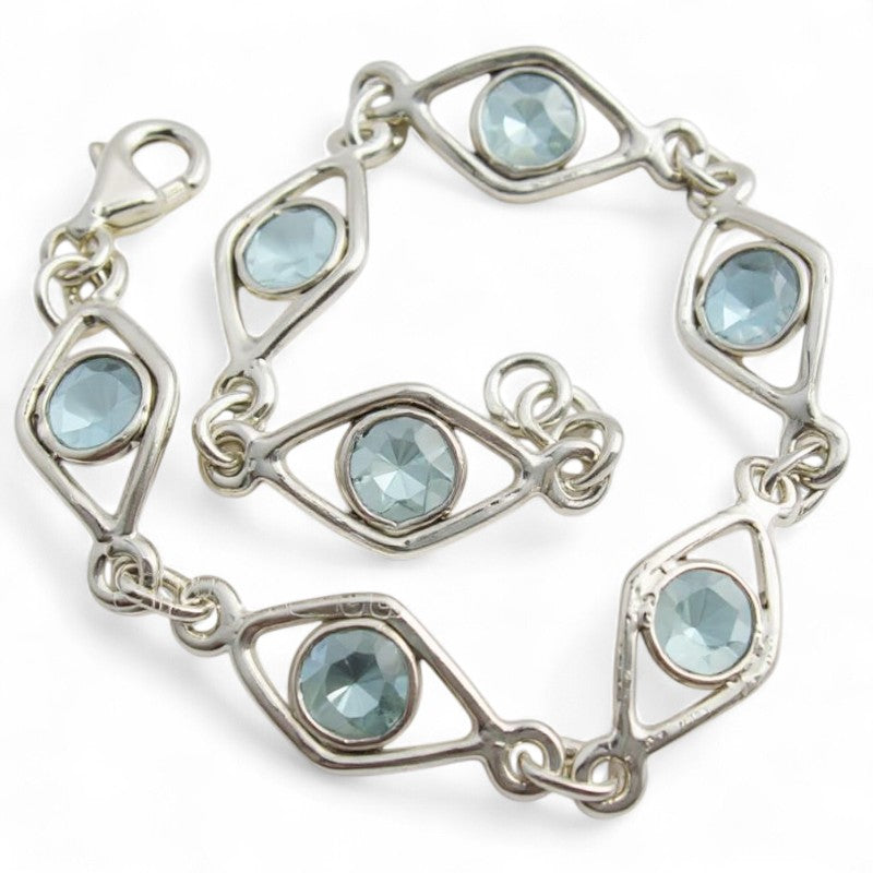 Bracelet topaze bleue Nigéria AA argent 925