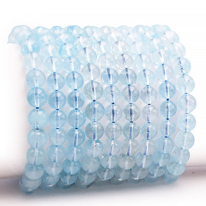 Pulsera de topacio azul AAA Zimbabwe (bolas de 7,5-8,5 mm)