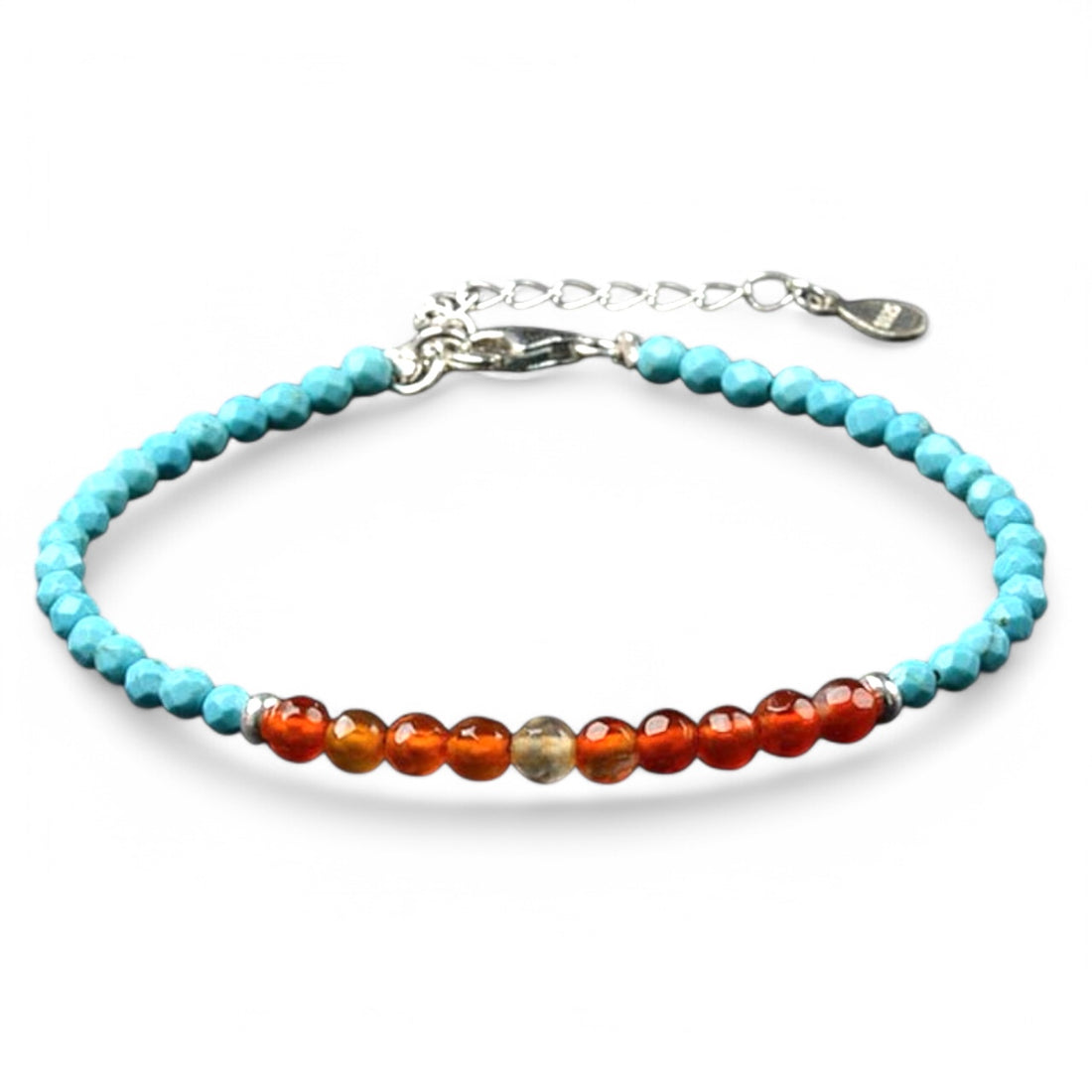 Bracelet turquenite cornaline perles facettées argent 925