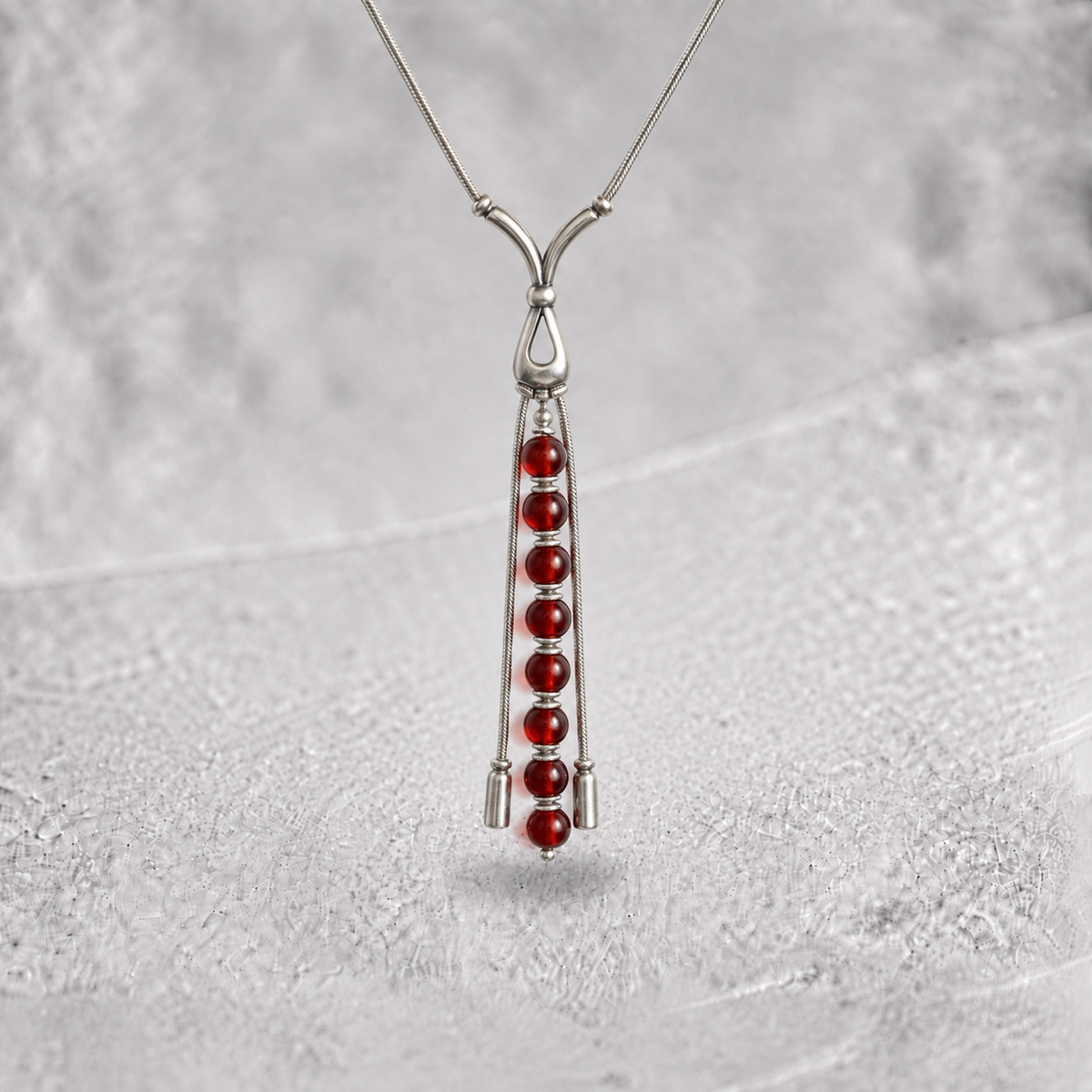 Collar de ámbar multicolor y plata 925.
