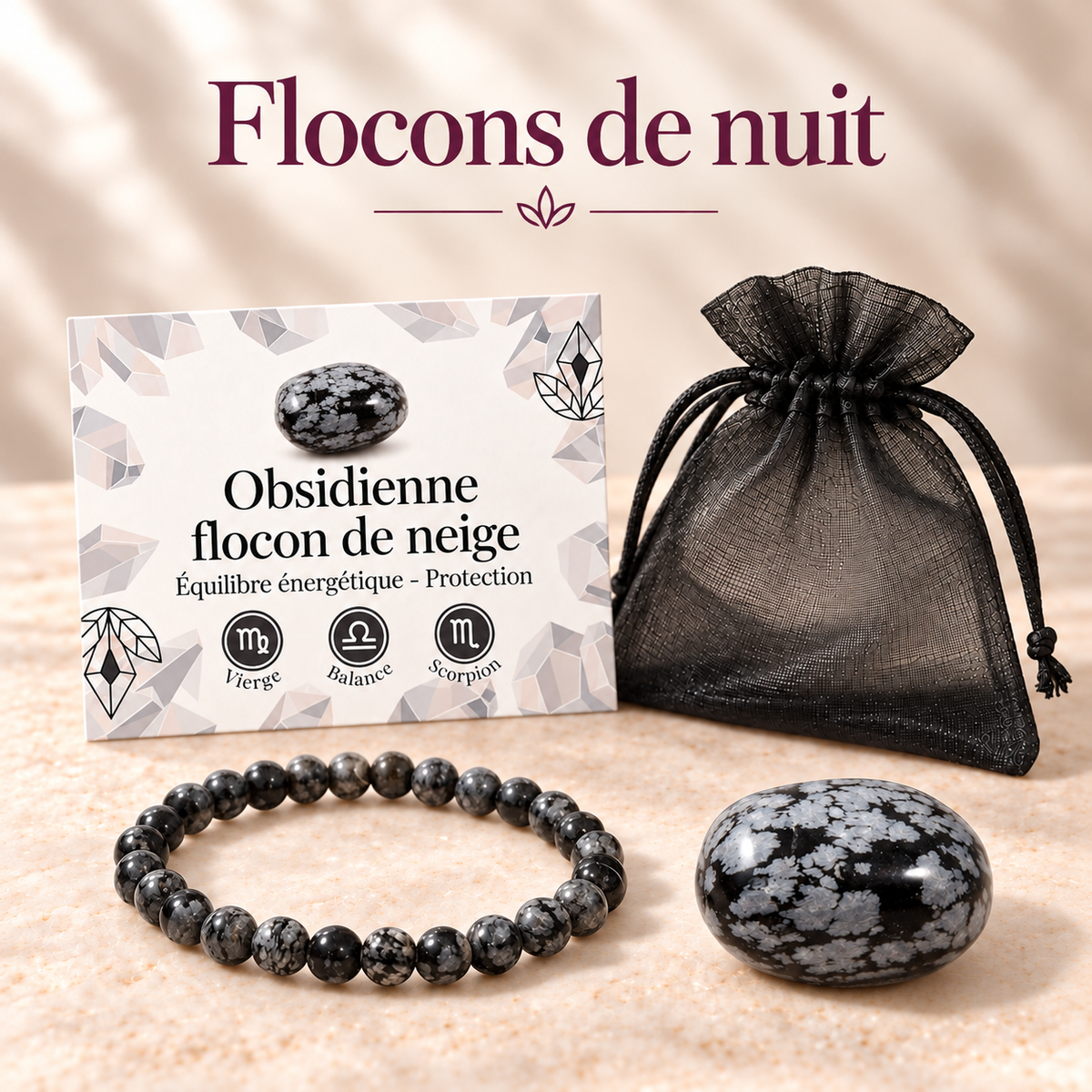 Pack "Flocons de nuit" Obsidienne neige Mexique A