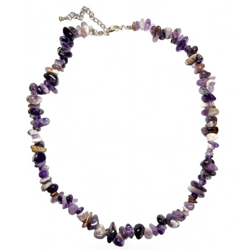 Collier améthyste rubanée France A (perles baroques) - 45-50cm