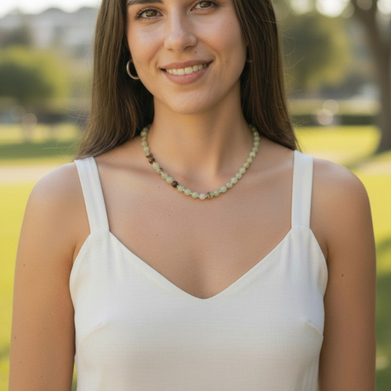 Collier aragonite verte Pakistan A (boules 6mm) - 45cm