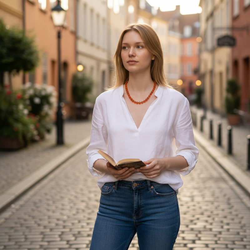 Collier aventurine rouge Brésil A (boules 8mm) - 45cm