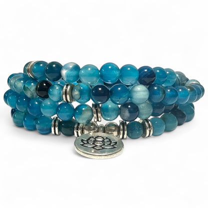 Pulsera/collar de ágata teñida de azul (cuentas de eternidad)