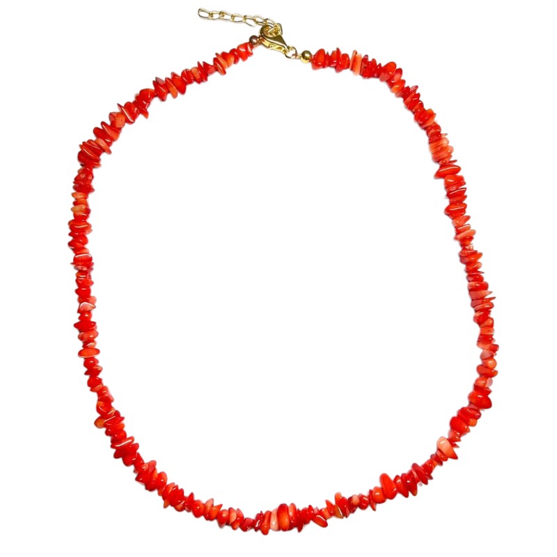 Collier corail teinté rouge Brésil A (perles baroques) - 45cm