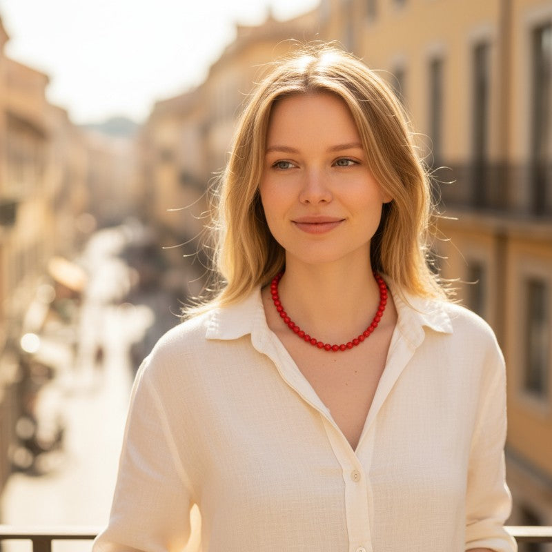 Collier cornaline chauféée Brésil A - 45cm