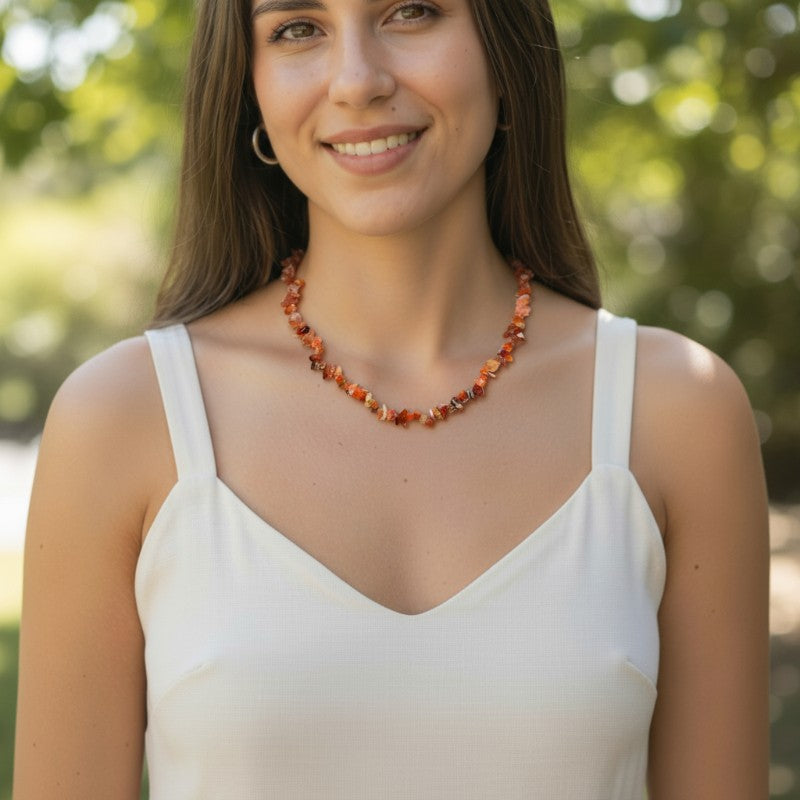 Collier cornaline Brésil A (perles baroques) - 45cm