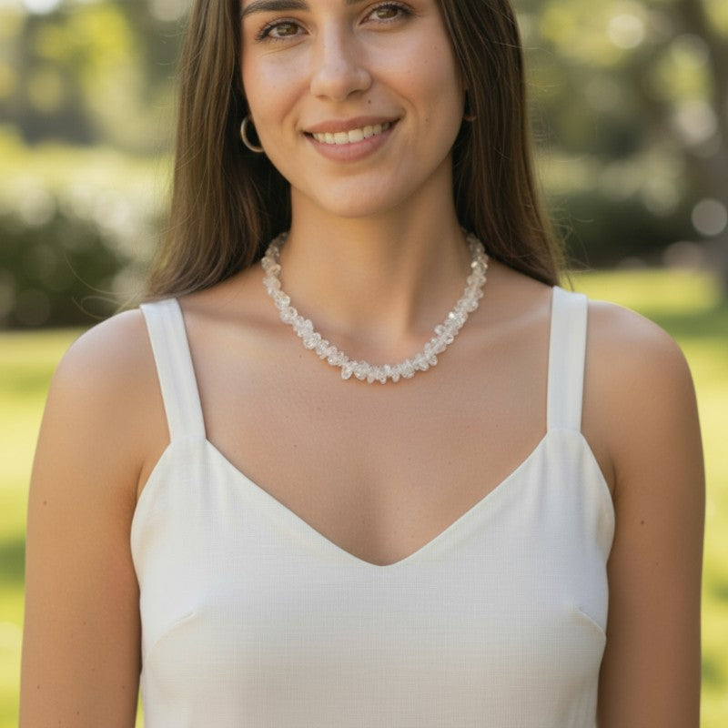 Collier cristal de roche Brésil A (perles baroques) - 45cm