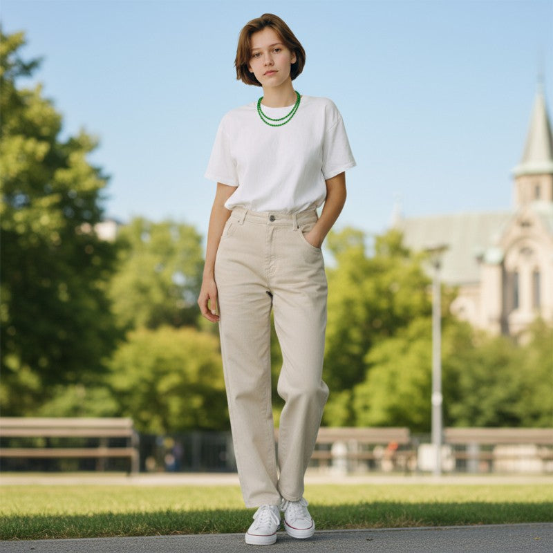 Collier diopside chrome Etats-Unis AAA double brins (perles facettées 3-4mm)