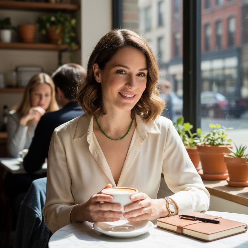 Collier diopside chrome Brésil AA (perles facettées 3mm) - 46cm