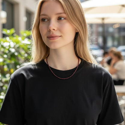 Collier grenat rouge almandin Inde A (boules 2-3mm) - 45cm