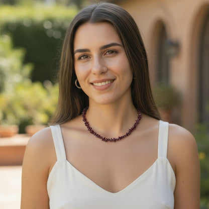 Almandine red garnet necklace India A (baroque pearls) - 45cm