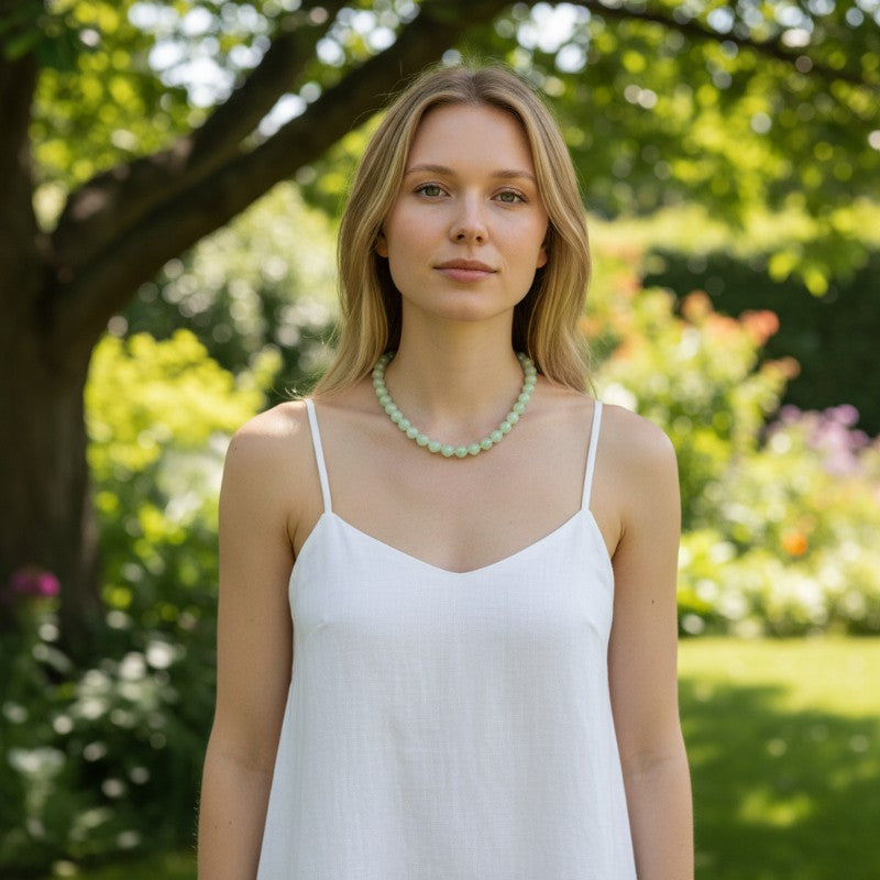 Collier jade de Chine A (boules 7-8mm)  - 45cm