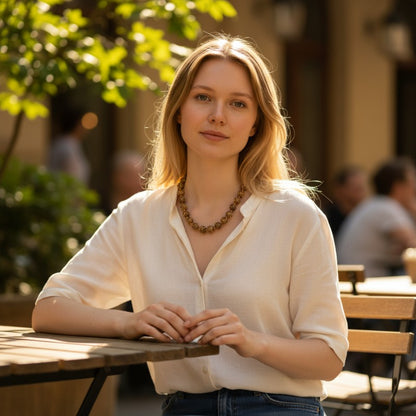 Collar jaspe piel de serpiente India A (bolas 8mm) - 45cm